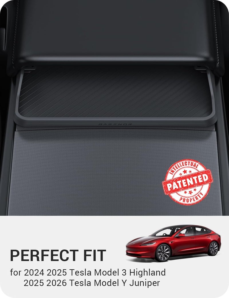 Basenor 2026 Tesla Model Y Model 3 Center Console Sunglasses Holder, Armrest Key Holder Storage Box for 2025 2026 Model Y Juniper 2024 2025 2026 Tesla 3 Highland - Image 2